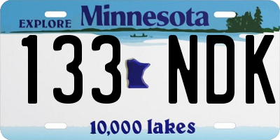 MN license plate 133NDK