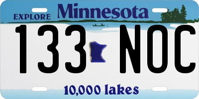 MN license plate 133NOC