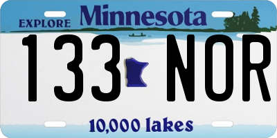 MN license plate 133NOR
