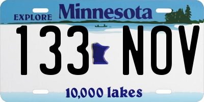 MN license plate 133NOV