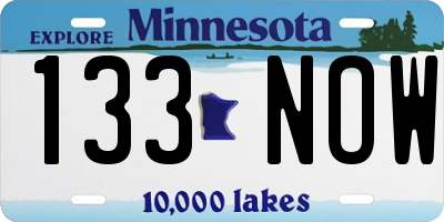 MN license plate 133NOW