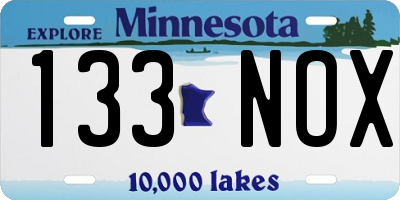 MN license plate 133NOX