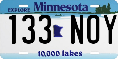 MN license plate 133NOY