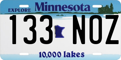 MN license plate 133NOZ