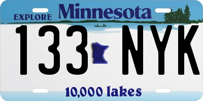 MN license plate 133NYK