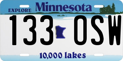 MN license plate 133OSW