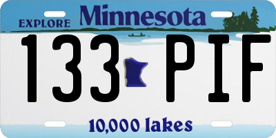 MN license plate 133PIF