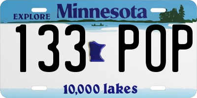 MN license plate 133POP