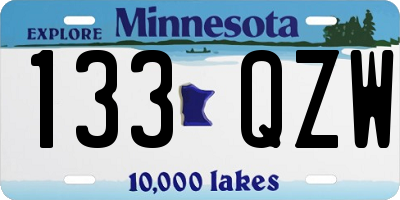 MN license plate 133QZW