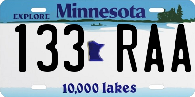 MN license plate 133RAA