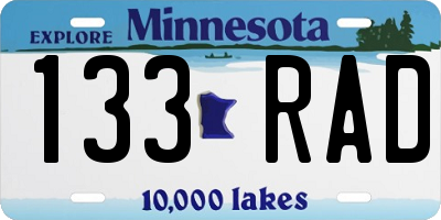 MN license plate 133RAD