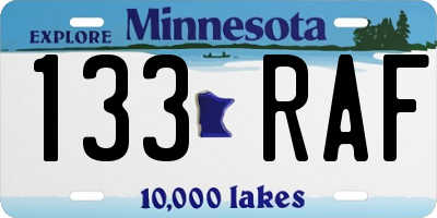MN license plate 133RAF