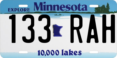 MN license plate 133RAH