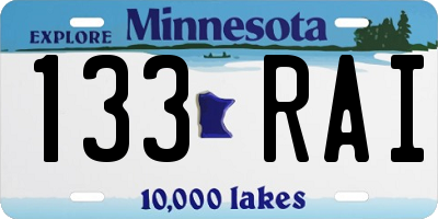 MN license plate 133RAI