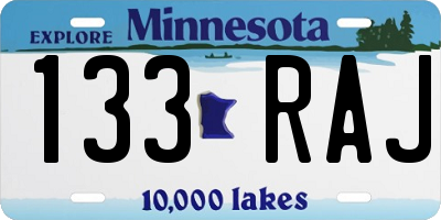 MN license plate 133RAJ
