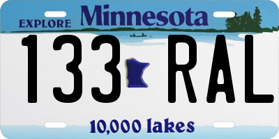 MN license plate 133RAL