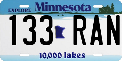 MN license plate 133RAN