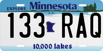 MN license plate 133RAQ