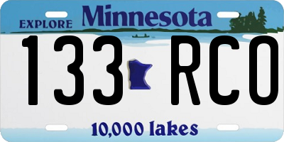 MN license plate 133RCO