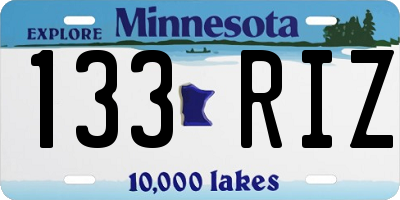 MN license plate 133RIZ