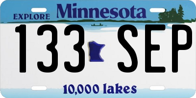MN license plate 133SEP