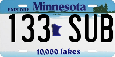 MN license plate 133SUB