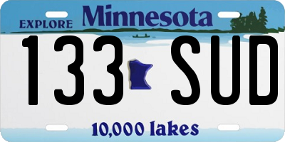 MN license plate 133SUD