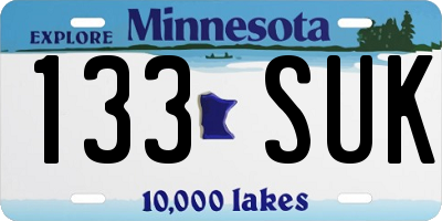 MN license plate 133SUK