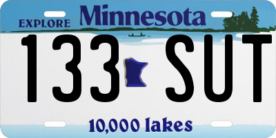 MN license plate 133SUT