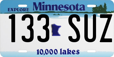 MN license plate 133SUZ