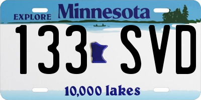 MN license plate 133SVD