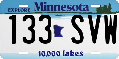 MN license plate 133SVW