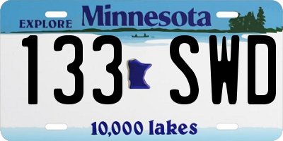 MN license plate 133SWD