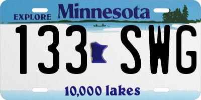 MN license plate 133SWG