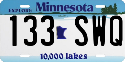 MN license plate 133SWQ