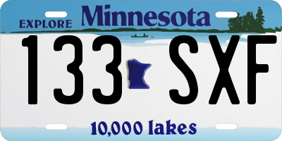 MN license plate 133SXF