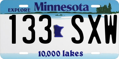 MN license plate 133SXW