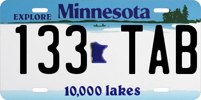 MN license plate 133TAB