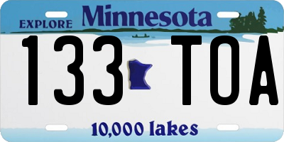 MN license plate 133TOA
