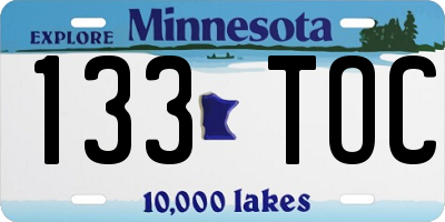 MN license plate 133TOC