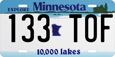 MN license plate 133TOF