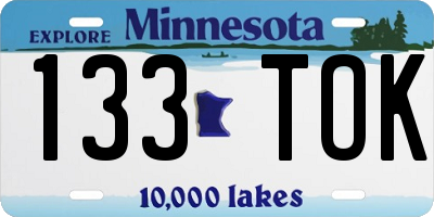 MN license plate 133TOK