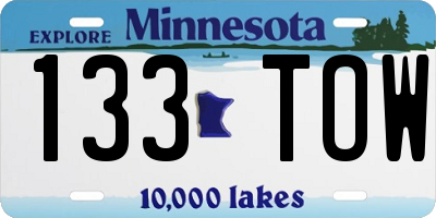 MN license plate 133TOW