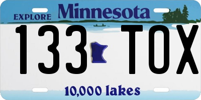MN license plate 133TOX