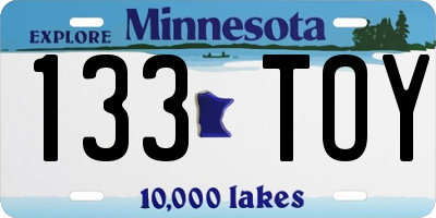 MN license plate 133TOY