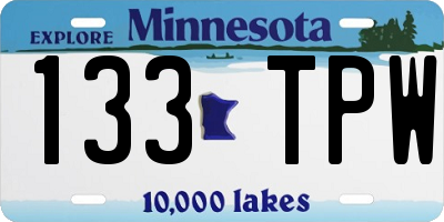 MN license plate 133TPW