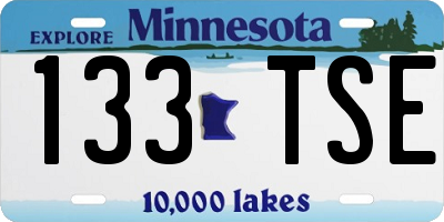 MN license plate 133TSE