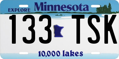 MN license plate 133TSK