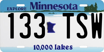 MN license plate 133TSW