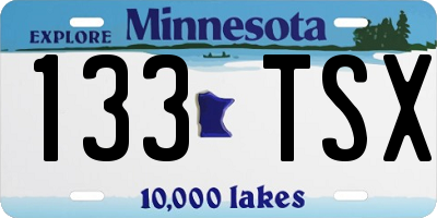 MN license plate 133TSX